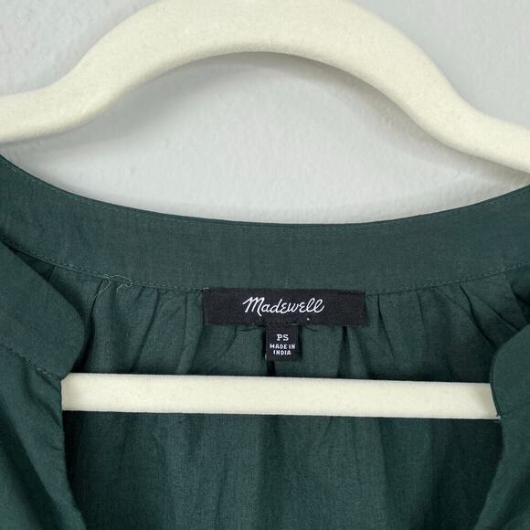 MADEWELL Petite Crinkle Poplin Wrap Mini Dress Dark Palm Green Size Small P PS - Picture 6 of 11